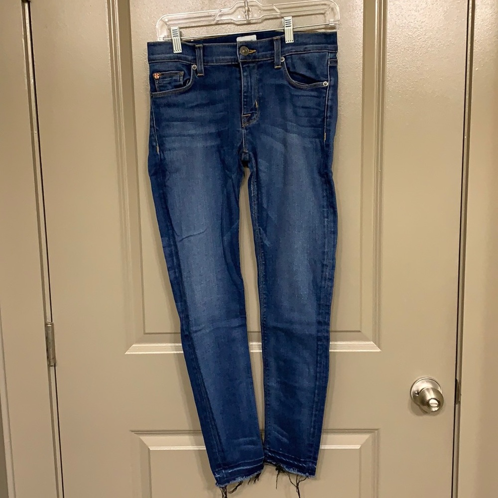 hudson skinny jeans with raw hem